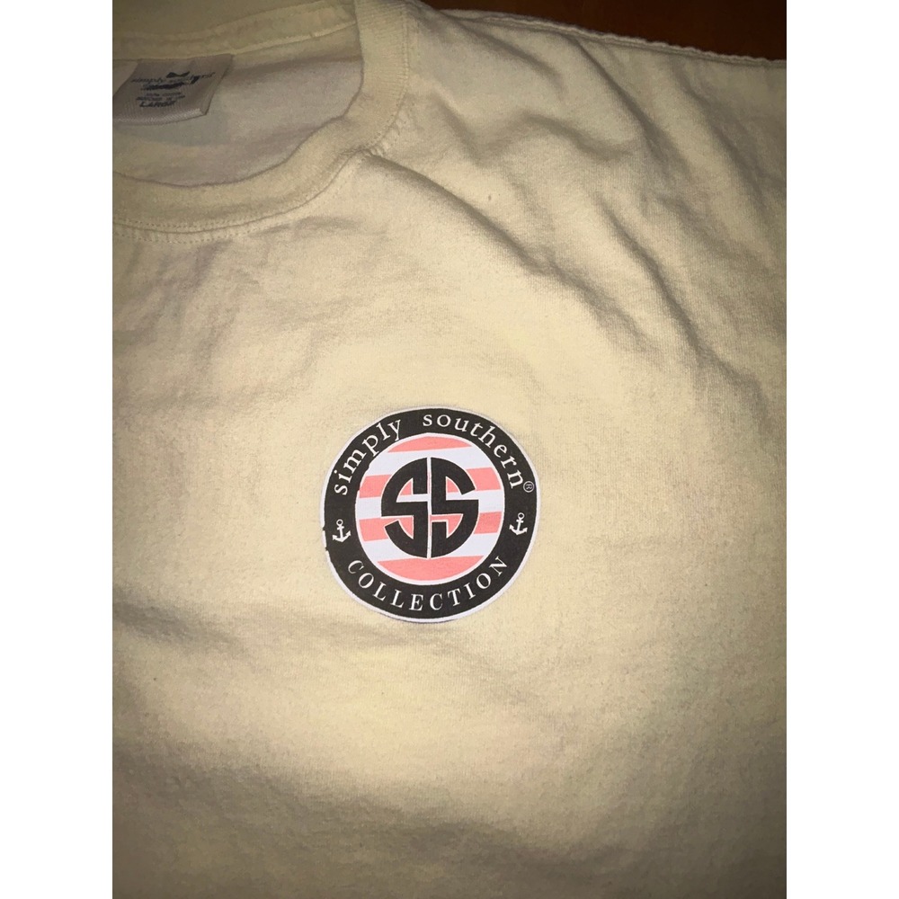 Simply Southern Preppy Just Peachy Graphic T-Shirt Yellow Cotton Coastal Beachy - Picture 7 of 11